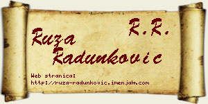 Ruža Radunković vizit kartica